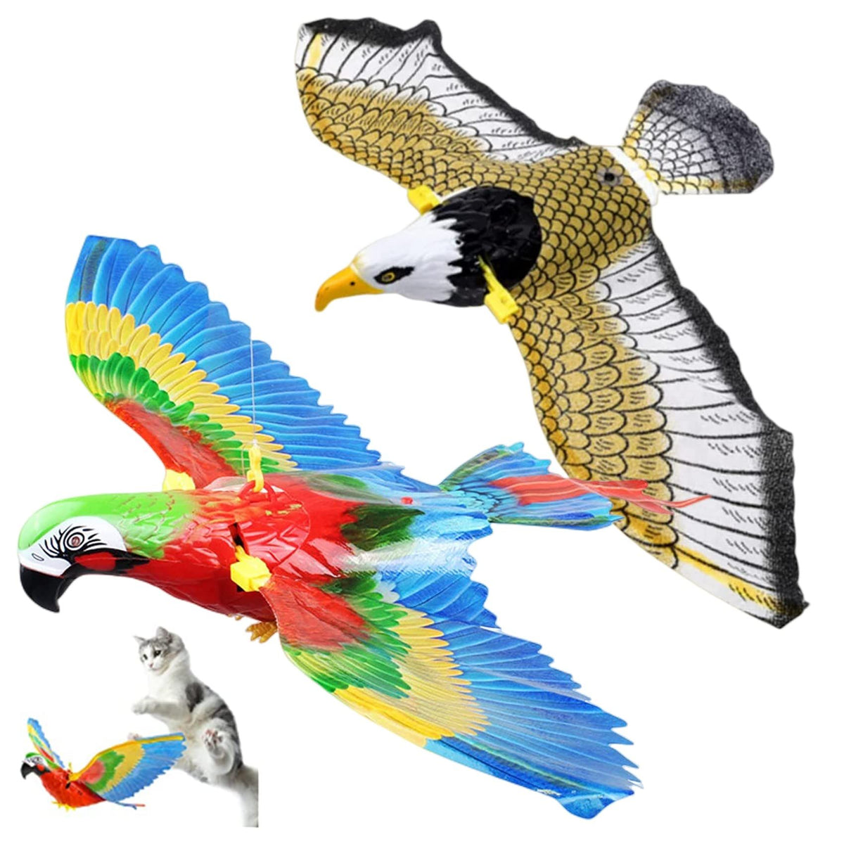 2 Pack Electronic Simulation Flying Bird Toy for Cats, with Light, Bird Interactive Cat Toy for Indoor Cats, Automatic Hanging