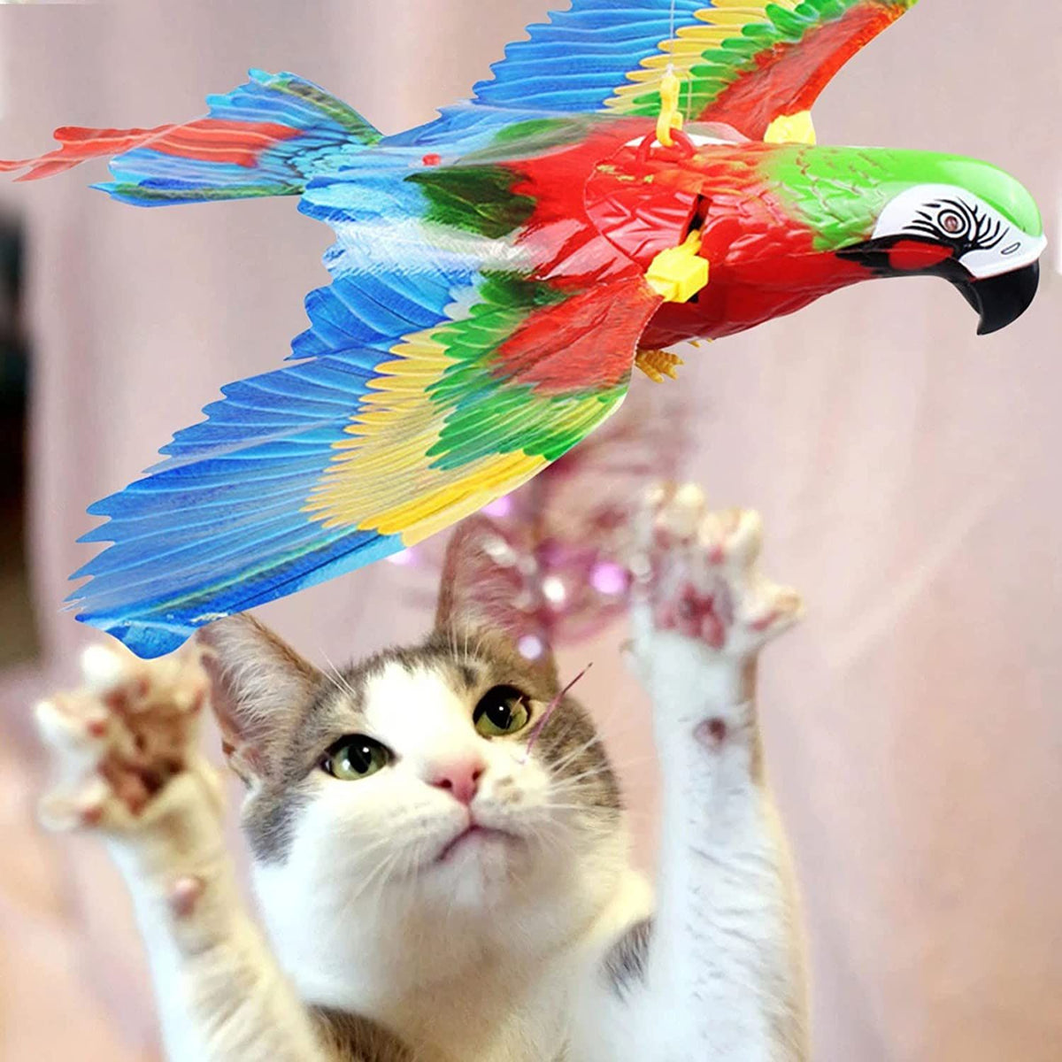 2 Pack Electronic Simulation Flying Bird Toy for Cats, with Light, Bird Interactive Cat Toy for Indoor Cats, Automatic Hanging