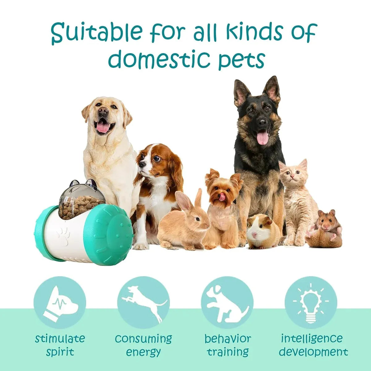 Pet Swing Dispensing Toy for Dogs Chew Resistant Interactive Slow Feeding Play - Blue