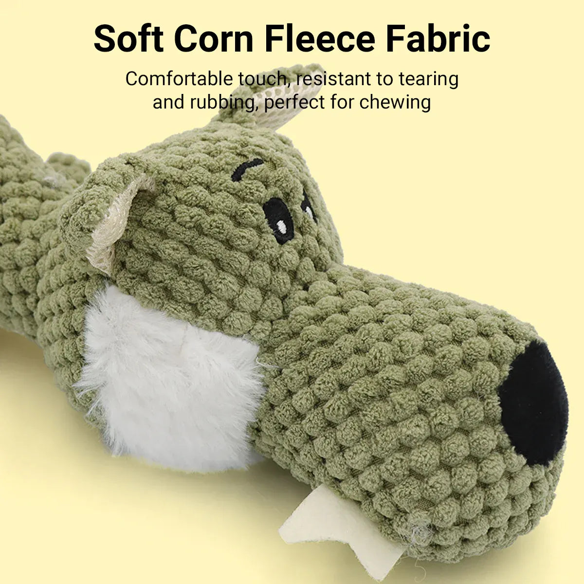 Pet Plush Corn Fleece Squeaky Toy Chew Teeth Cleaning For Dogs Puppies Safe Soft - Green