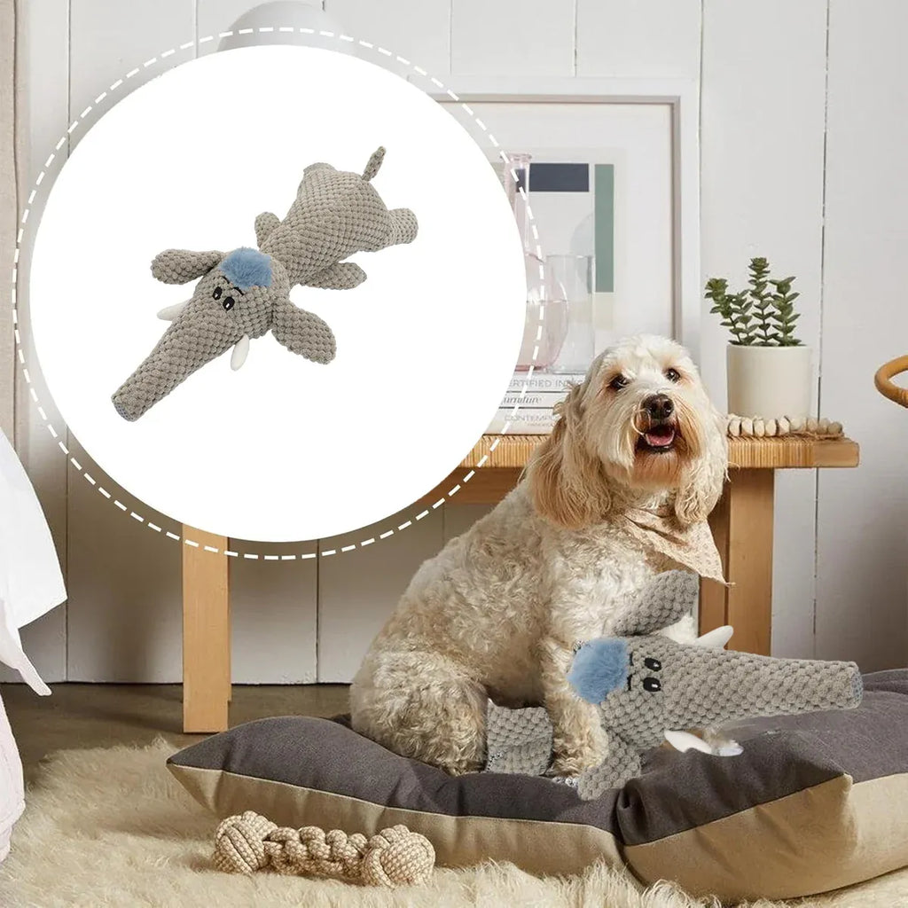 Pet Plush Corn Fleece Squeaky Toy Chew Teeth Cleaning For Dogs Puppies Safe Soft - Grey
