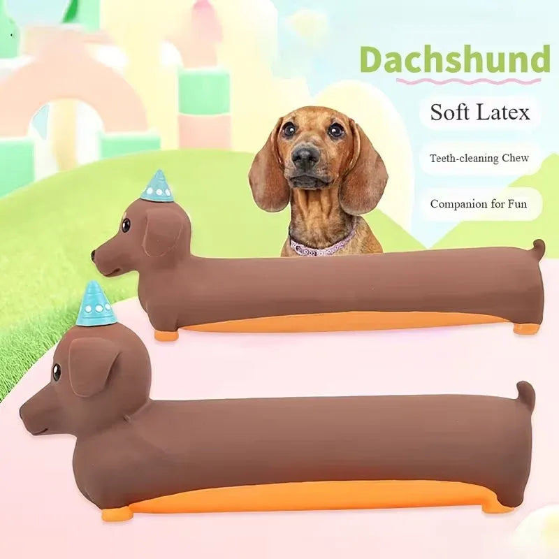 Indoor Pet Latex Squeaky Dachshund Dog Toy Interactive Boredom Relief Chew Toy