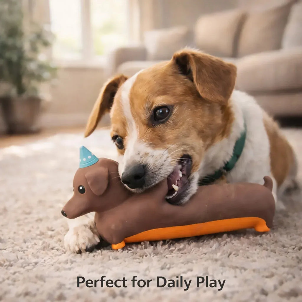 Indoor Pet Latex Squeaky Dachshund Dog Toy Interactive Boredom Relief Chew Toy