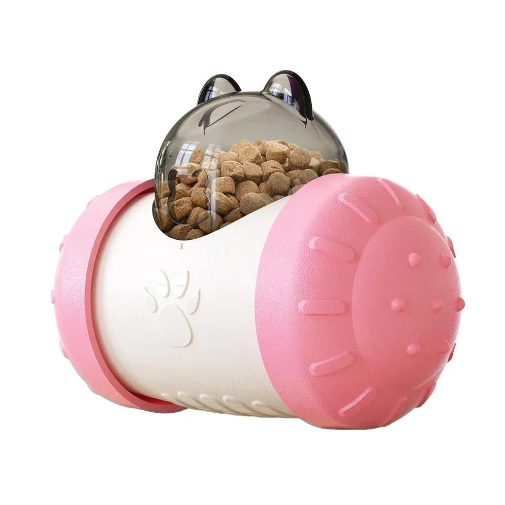 Pet Swing Dispensing Toy for Dogs Chew Resistant Interactive Slow Feeding Play - Pink