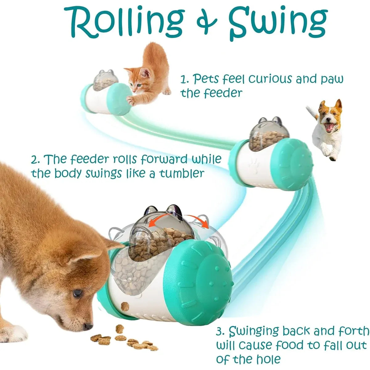 Pet Swing Dispensing Toy for Dogs Chew Resistant Interactive Slow Feeding Play - Pink