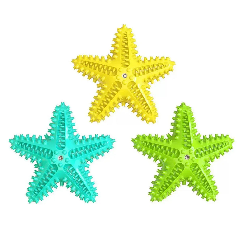 Pet Starfish Floating Dog Toy Audible Water Toy for Dogs Interactive Play Fun - Yellow