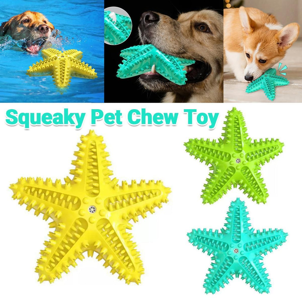 Pet Starfish Floating Dog Toy Audible Water Toy for Dogs Interactive Play Fun - Yellow