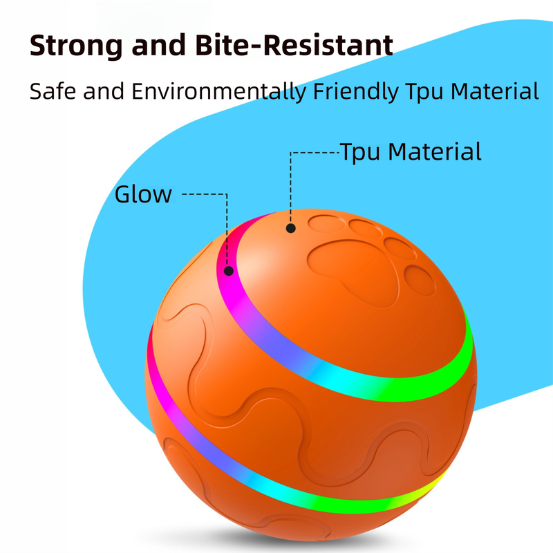 Yellow Durable TPU Smart Interactive Electric Pet Toy Ball - Automatic Bouncing Dog & Cat Chew Toy, Shaking Smart Activated