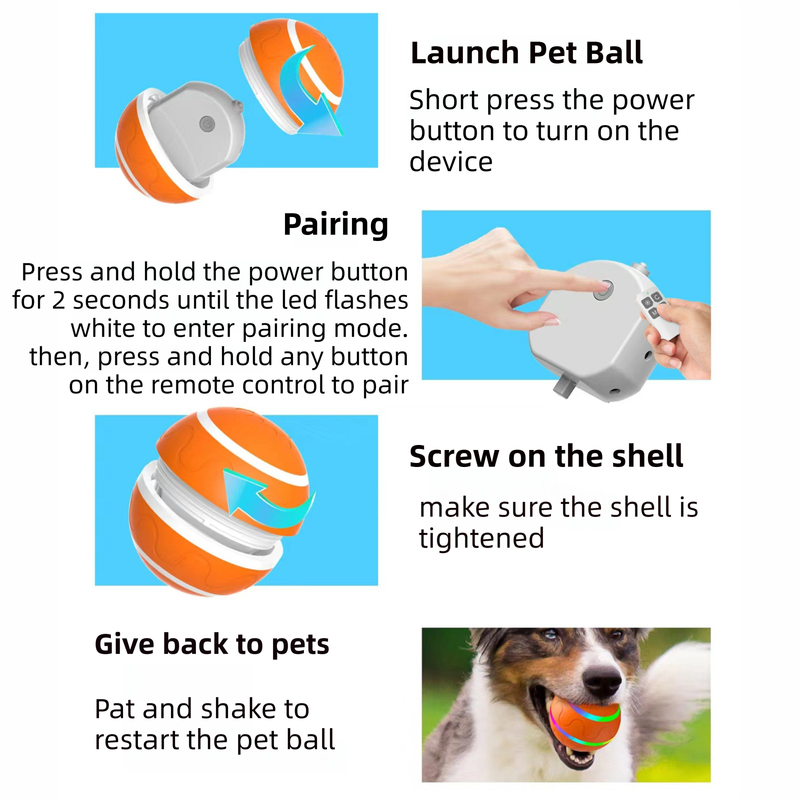Yellow Durable TPU Smart Interactive Electric Pet Toy Ball - Automatic Bouncing Dog & Cat Chew Toy, Shaking Smart Activated