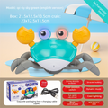 Upgraded Induction Crawling Crab Baby Toy with Silent Mode & Speed Control USB-C Rechargeable Obstacle Avoidance Tummy Time Pet Sky Green