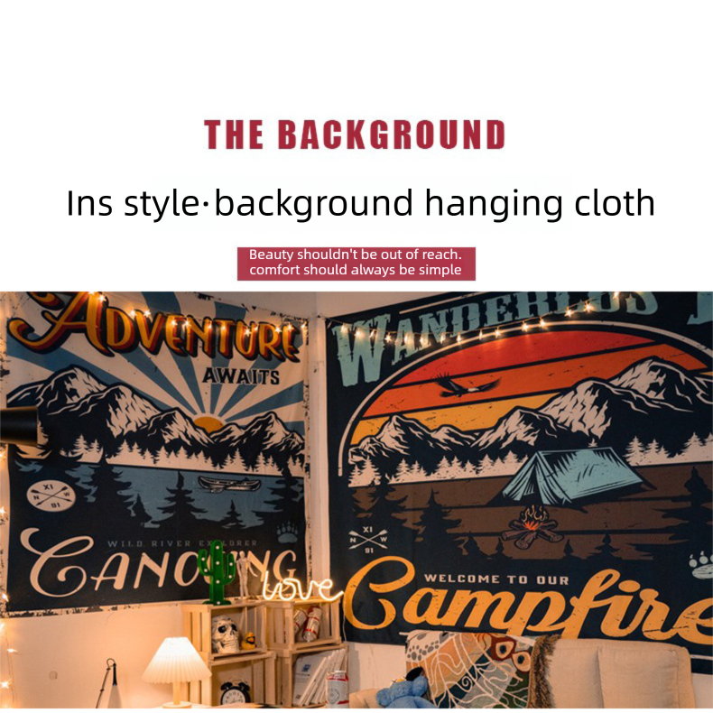 130*150cm Vintage American  Wall Tapestry Printed with LONG BEACH –Trendy wall tapestry for bedroom makeovers and outdoor photoshoots—sophisticated wall decor
