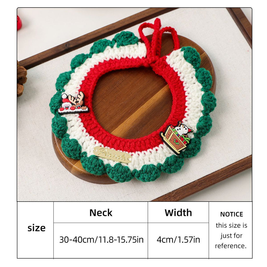 Christmas Pet Collar（Snowman, deer, old man） Knitted Festive Dog Cat Collar Red Green Adjustable Soft Lightweight Holiday Pet Accessories for Small Dogs and Cats  Party Wear