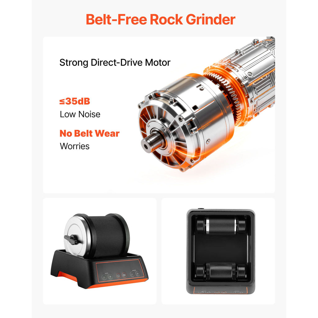 Rock Tumbler Kit, 2 lbs Rock Polishing Kit, 4 Speed Settings 9-Day Polishing Timer Stone Polishing Kit, Rock Polisher with Rough Gemstones and Polishing Grits, Rock Polisher for Adults Kids