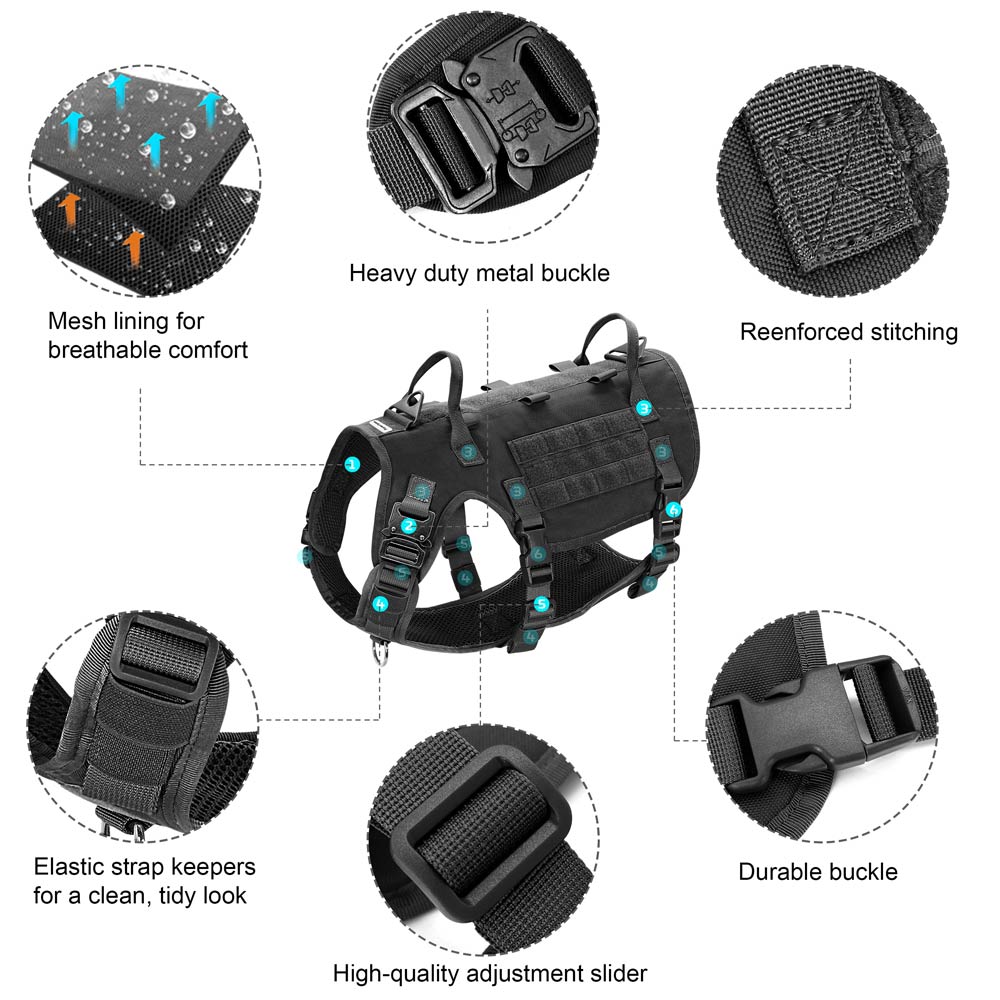 Tactical Dog Harness - 5 Piece Set
