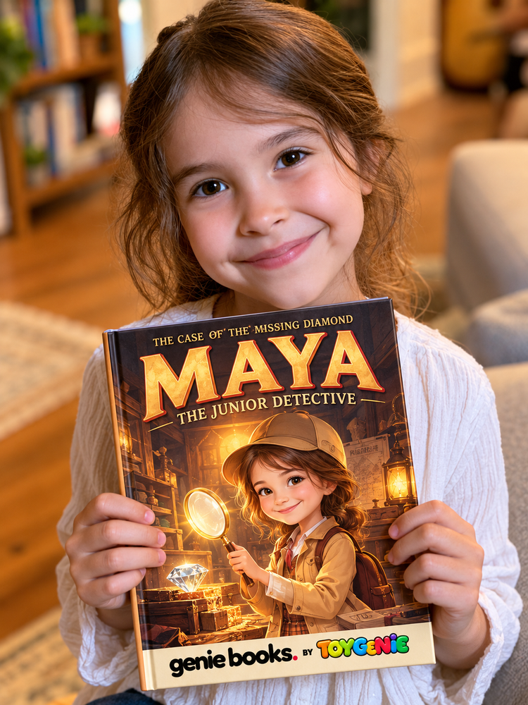 Child holding her personalised storybook