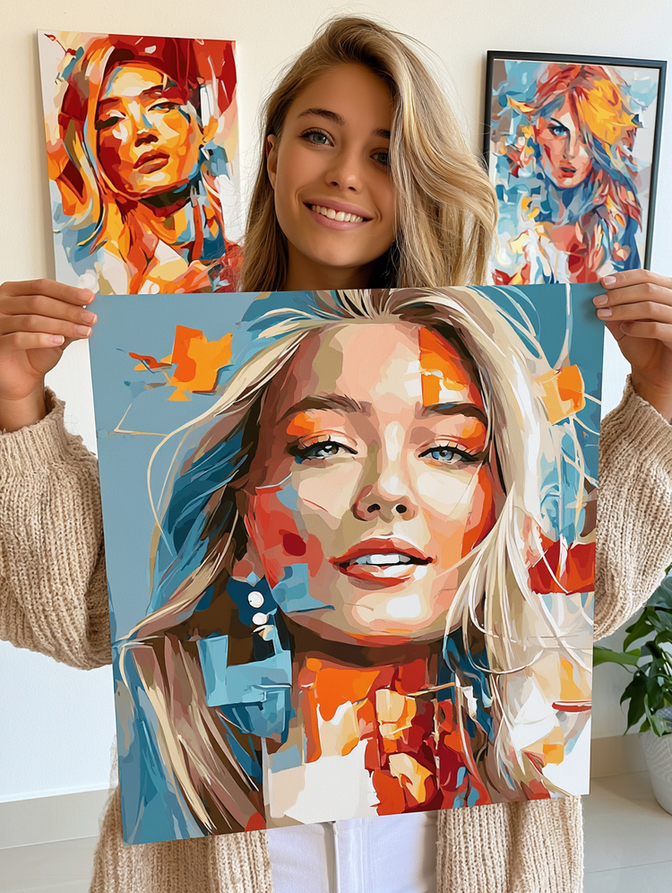 Personalised paint-by-numbers portrait