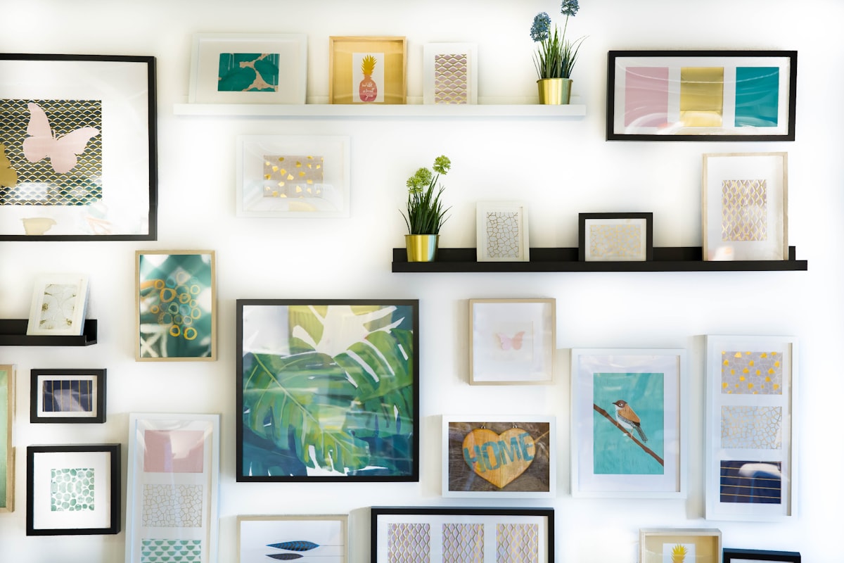 Framed art print hanging on a wall