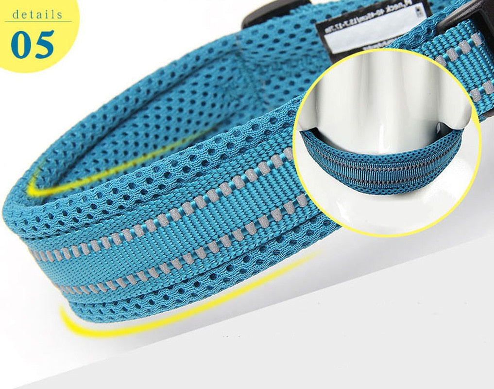 Dog Collar Heavy Duty Adjustable Nylon Reflective Padded